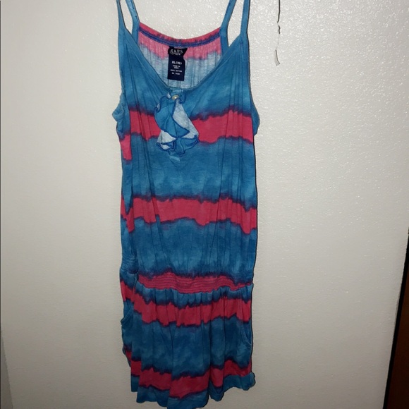 Gap romper blue and pink cinched at waist - Picture 2 of 2